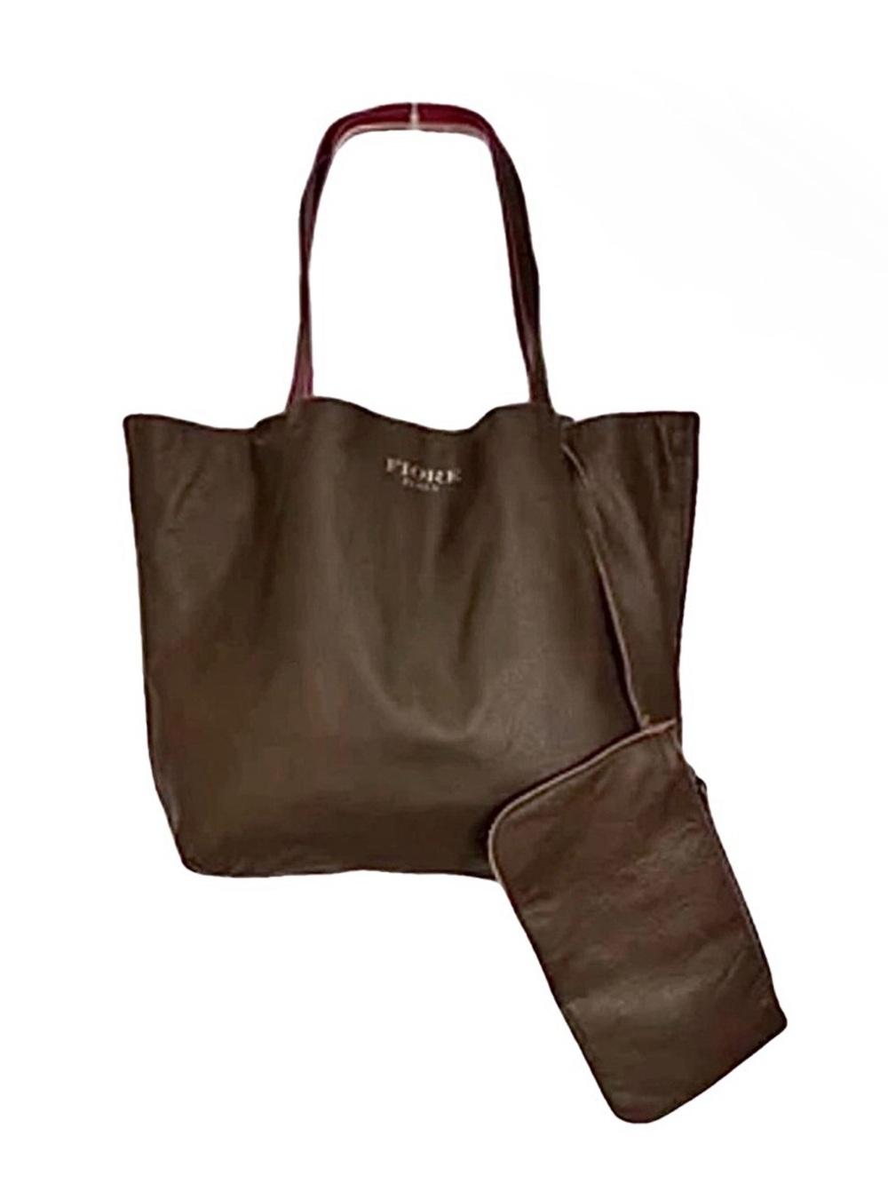 Fiore Italy Prezzo Reversible Crinkled Textured & Ostrich Leather with Pouch NEW